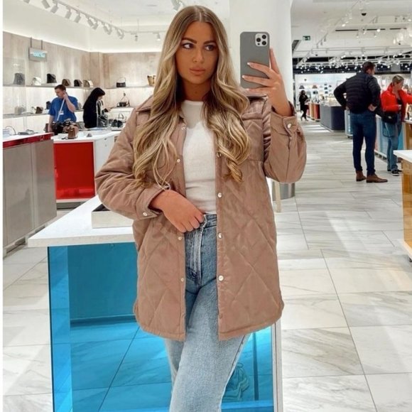 Brown Quilted Long Sleeve Collared Padded Coat - Picture 11 of 16